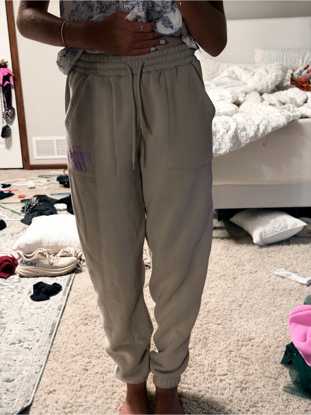 White Fox Boutique Taupe Drawstring Jogger Pants